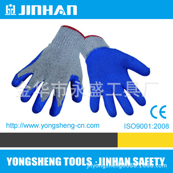 厂家直销牛二层皮棉纱涂胶加托胶袖浆袖全掌驳掌长短14和16寸手套产品图