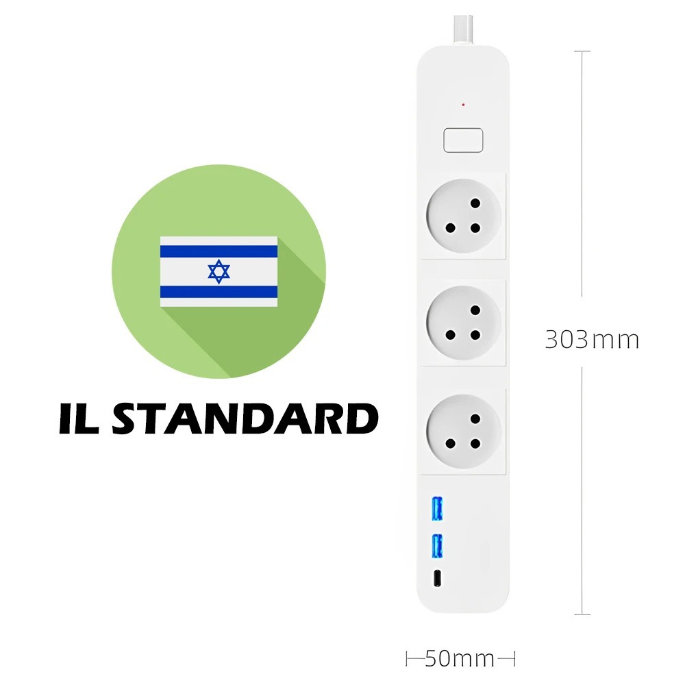 WIFI smart power strip cross-border e-commerce Amazon 6-digit Israeli standard supermarket distribution with master control switch 2USB+ details Picture