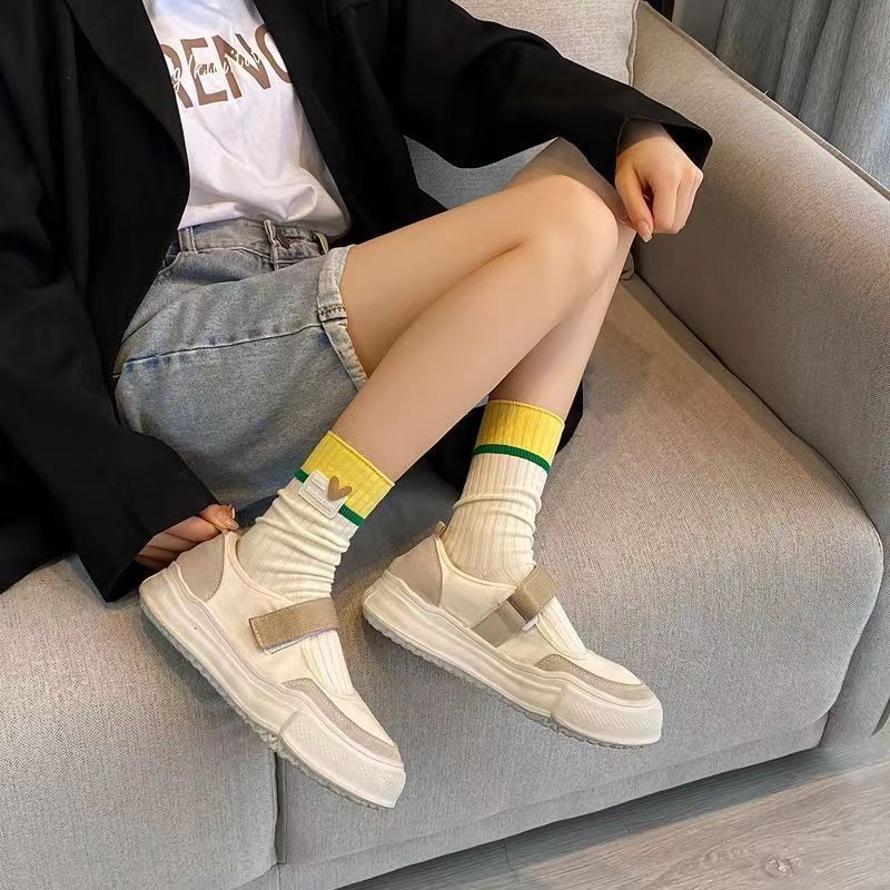 Zhuji women's dopamine-colored socks Versatile cotton thin summer two-tone mid-calf trendy socks Specification image