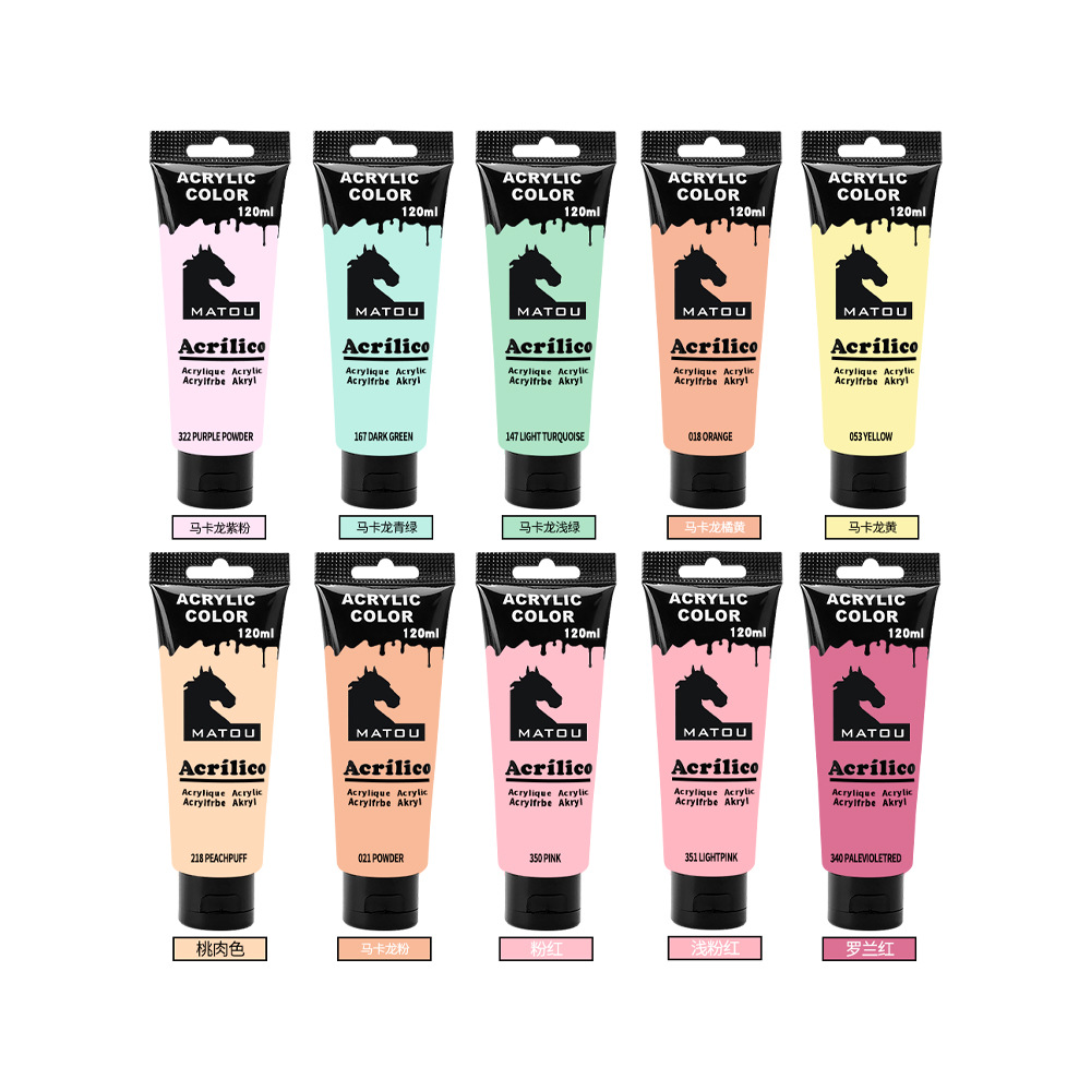 Cross-border Acrylic paint 50 colors 120ml, art Special Acrylic painting paint Waterproof Wall Acrylic paint set Item Picture