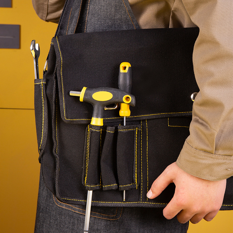 The manufacturer's electrician and plumber's tool bag is portable, multi-functional, made of canvas, thickened, and features a small waist pouch-style shoulder bag that is wear-resistant details Picture