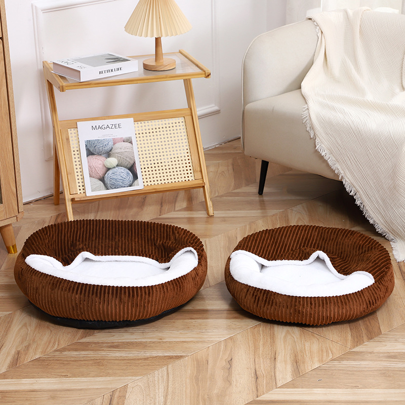 新款灯芯绒半封闭宠物睡袋秋冬保暖宠物睡觉窝加厚耐抓宠物垫