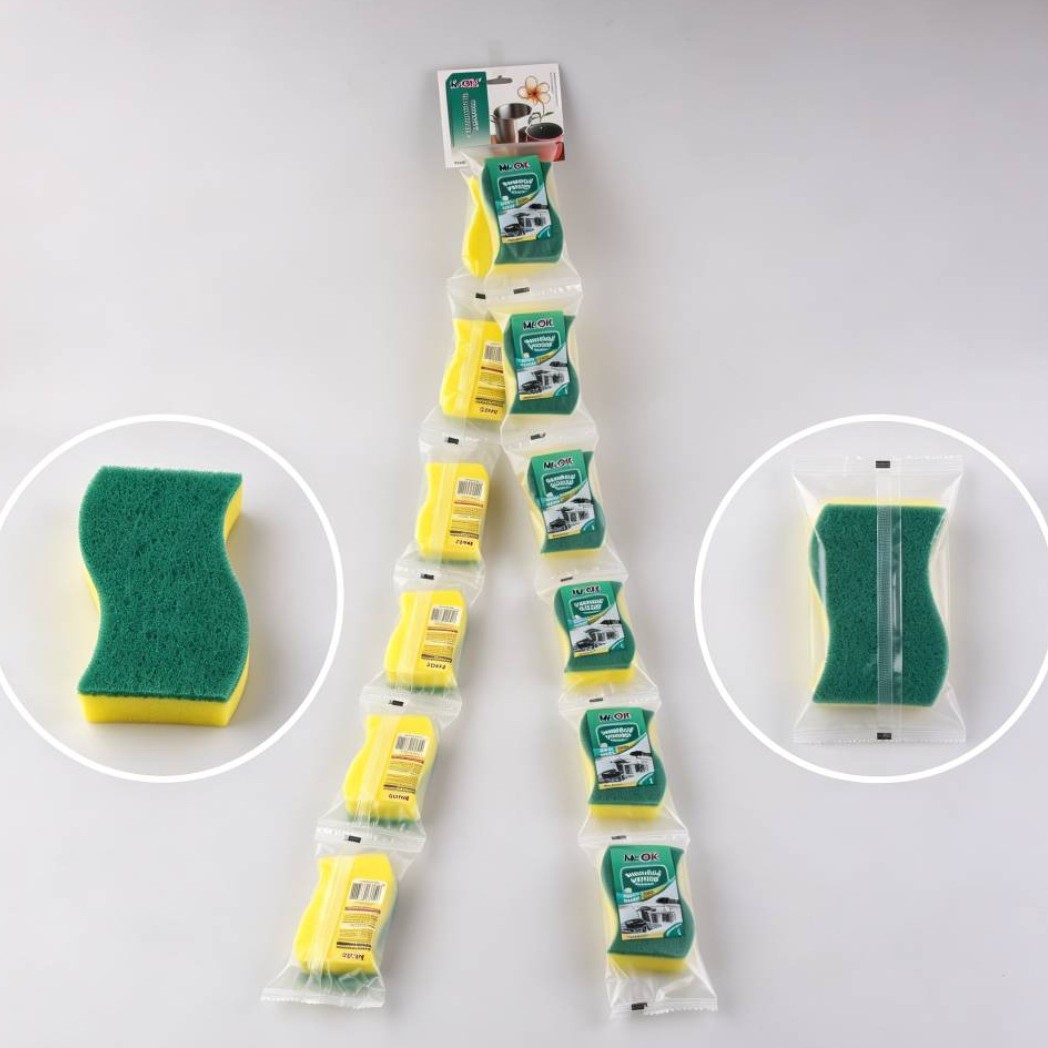 Mr.OK factory direct supply sponge scouring pads, double-sided cleaning sponges, kitchen cleaning sponges, dishwashing sponges, pot scrubbing sponges