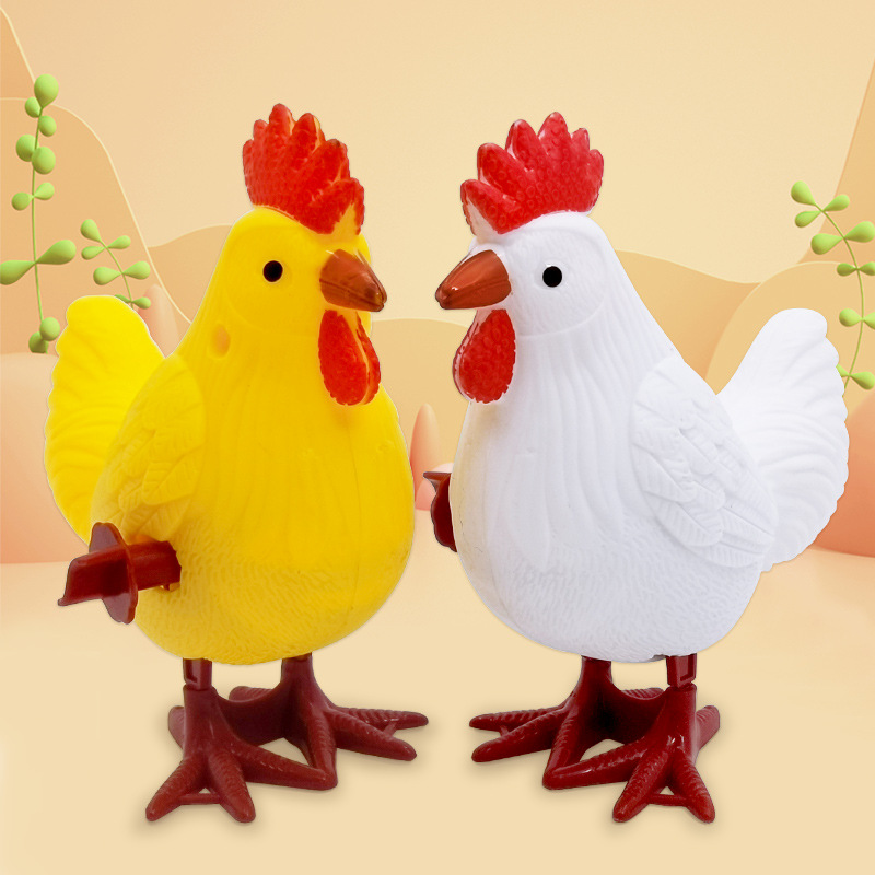 Wholesale of big rooster wind-up plastic colorful chicken baby toys, small animal jumping kindergarten prizes Application Scenario