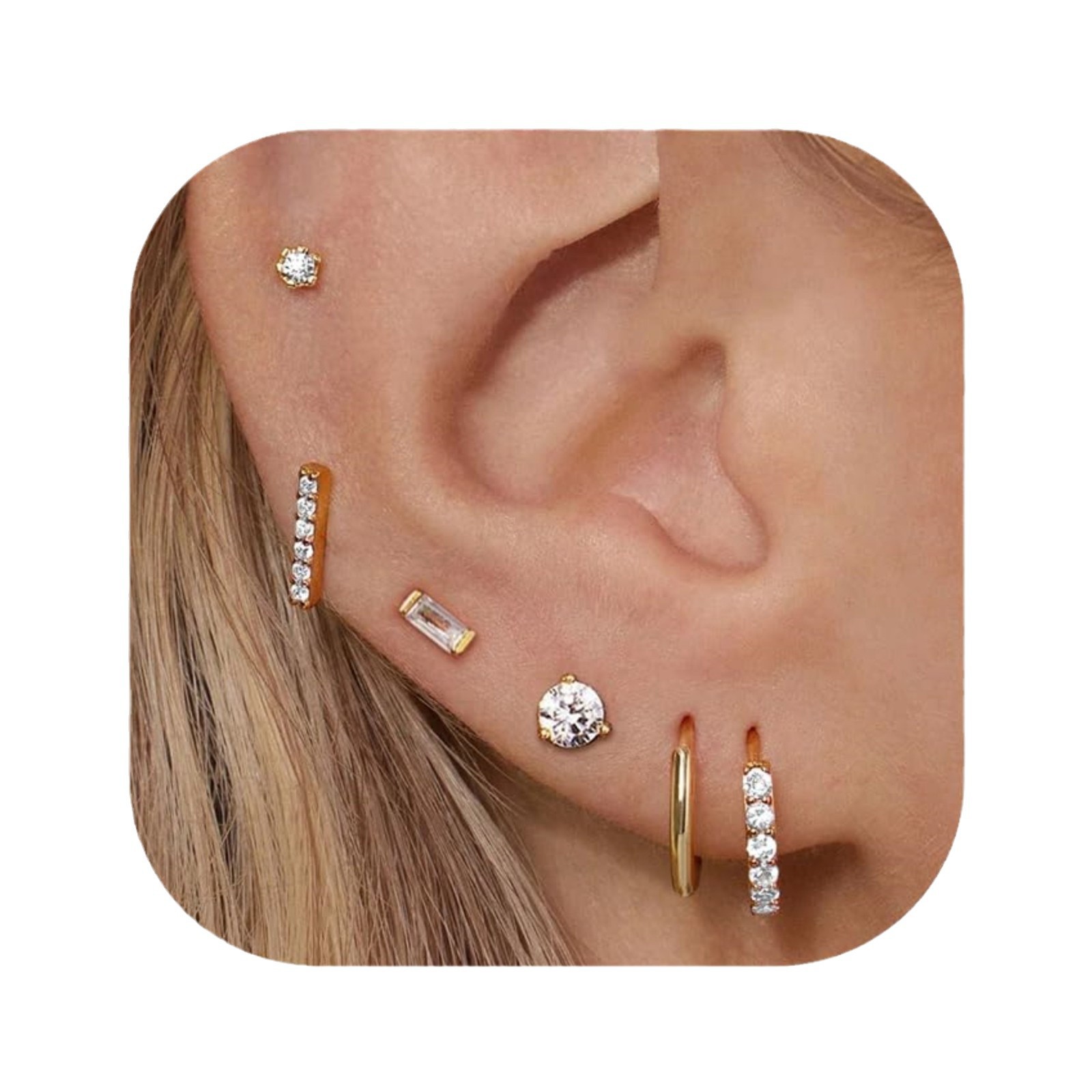 A popular cross-border bestseller set of genuine gold, brass, electroplated, niche, high-end and versatile design with zircon inlays Item Picture