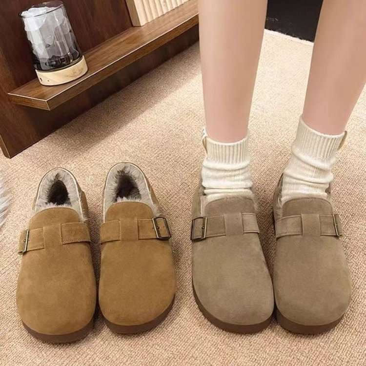 All-inclusive warm fleece Burken shoes for women 2025 winter new style, versatile thick-soled bean shoes, casual one-step cotton shoes Application Scenario
