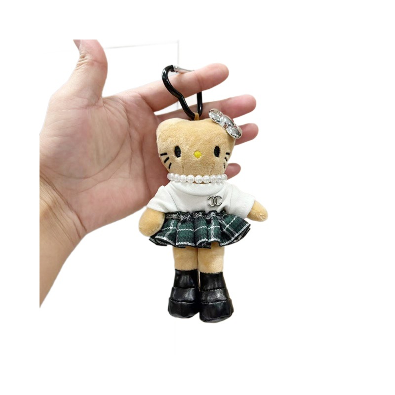 Amazon long-legged kitty plush doll pendant, KT doll figurine pendant, couple backpack keychain accessory Item Picture
