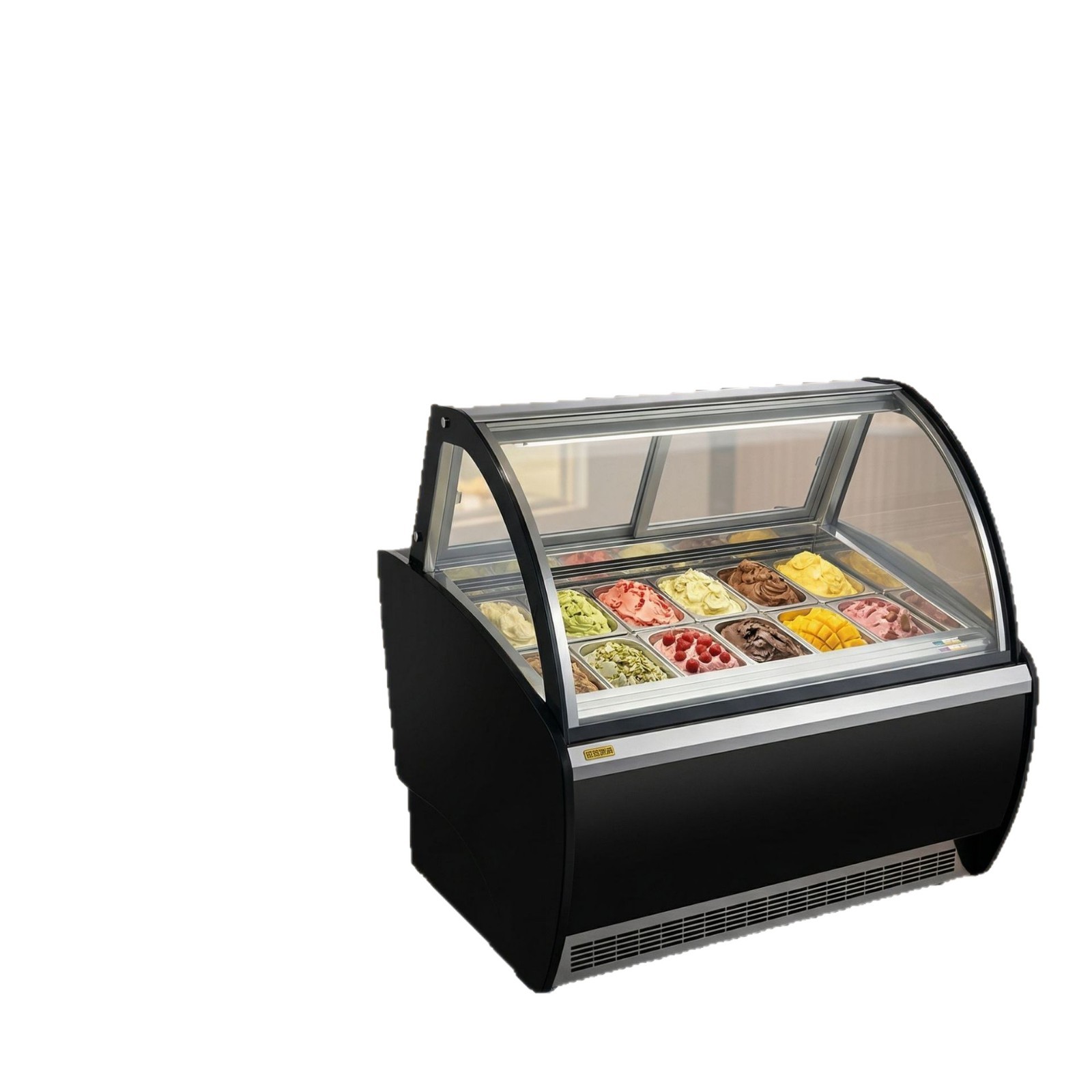 Wholesale commercial vertical ice cream display cabinets, large-capacity curved glass ice cabinets, convenience store ice cream freezing display cabinets Item Picture