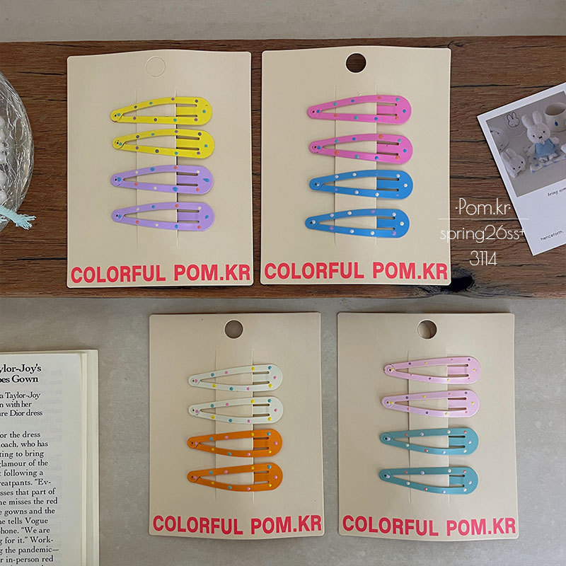 春季新款彩色波点掰掰夹烤漆儿童甜美前额碎发刘海夹宝宝发卡饰品