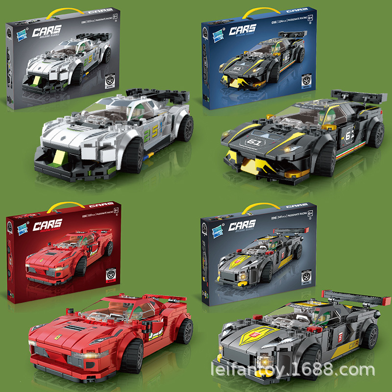 Children's assembly small particle DIY racing car building blocks car compatible with a certain height boy and girl building block toy details Picture