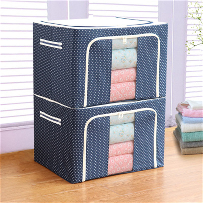 Oxford cloth printed steel frame storage box, moisture-proof and foldable storage wonder for clothes, large-capacity home storage box details Picture