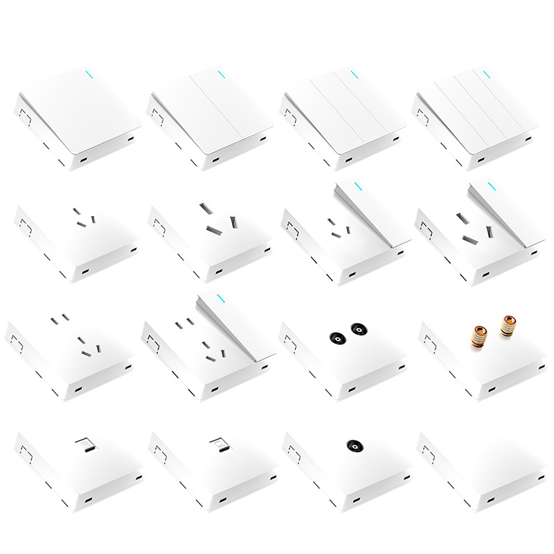 International electrician exposed switch sockets, wall exposed wires, ultra-thin one-hole five-hole and two-hole multi-hole household exposed sockets Item Picture