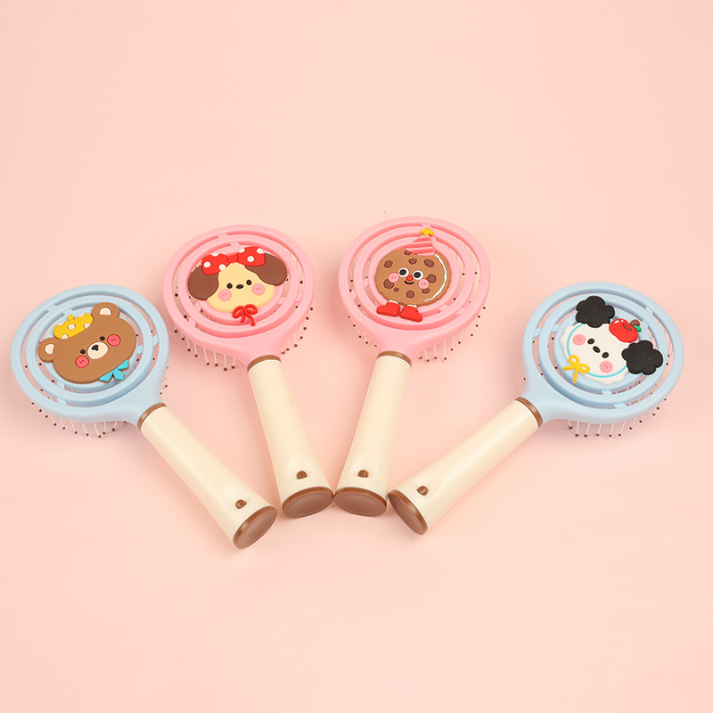 The new small-sized cartoon hollowed-out ribs comb from Baihe is cute, portable and a mini handheld hair massage comb with multiple colors and patterns