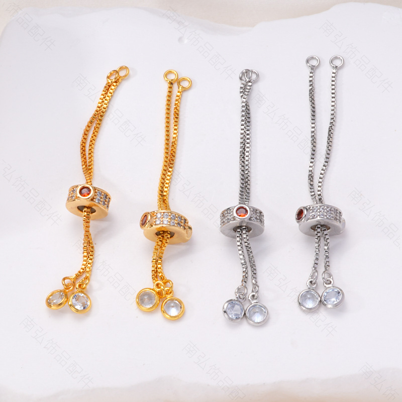 Pearl necklace with zipper, silicone beads, colored zirconium tail chain, adjustable bracelet, diy handcrafted accessory, extension chain Application Scenario