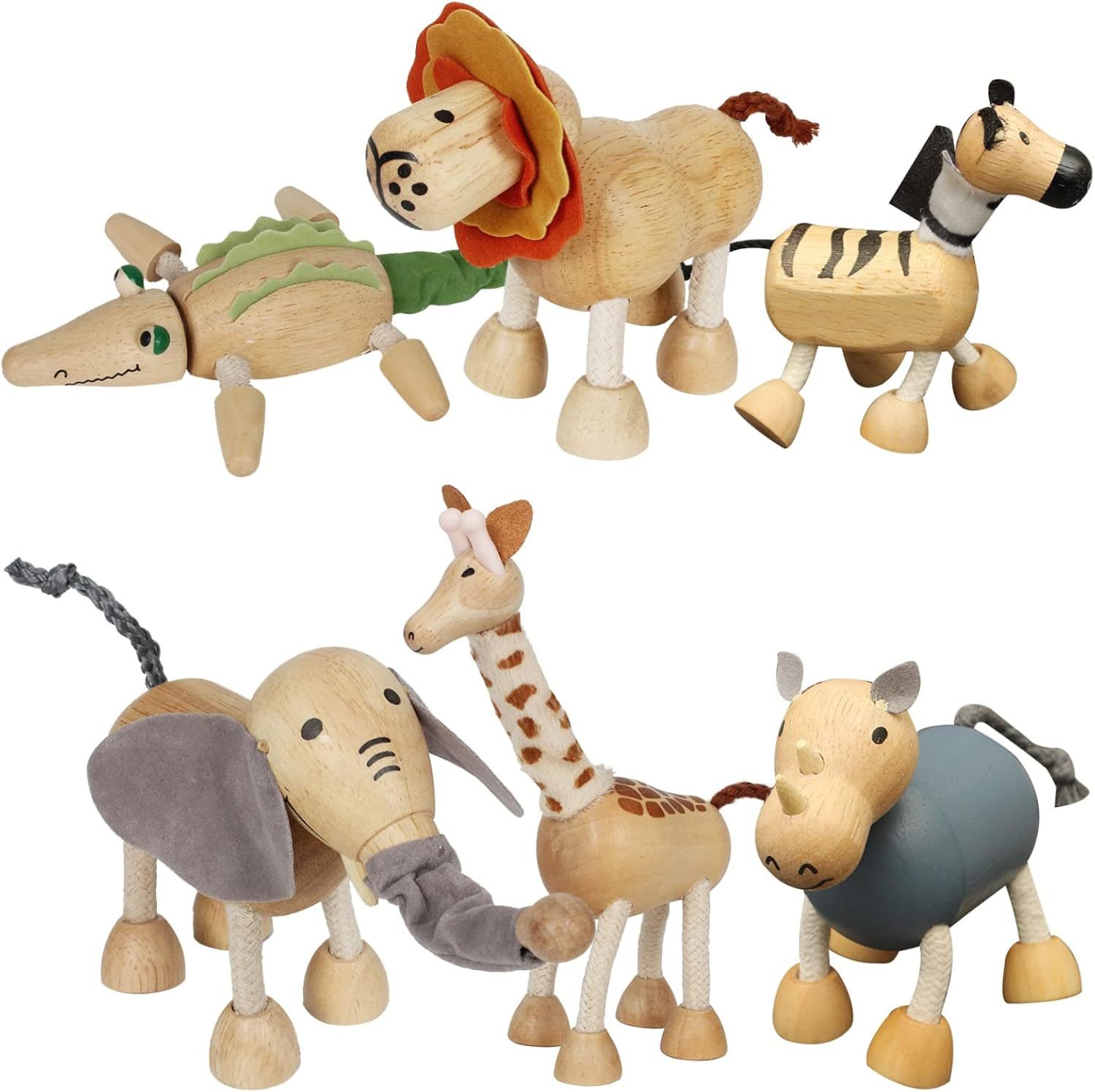 Wooden zoo jungle wild dolls, kindergarten students, natural farm cognitive simulation toys, decorative ornaments Item Picture
