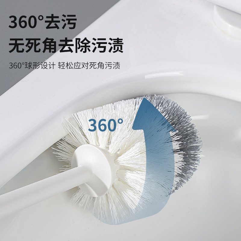 家用马桶刷软毛圆头厕所刷壁挂长柄专用马桶刷子三件套装跨境批发                              产品图