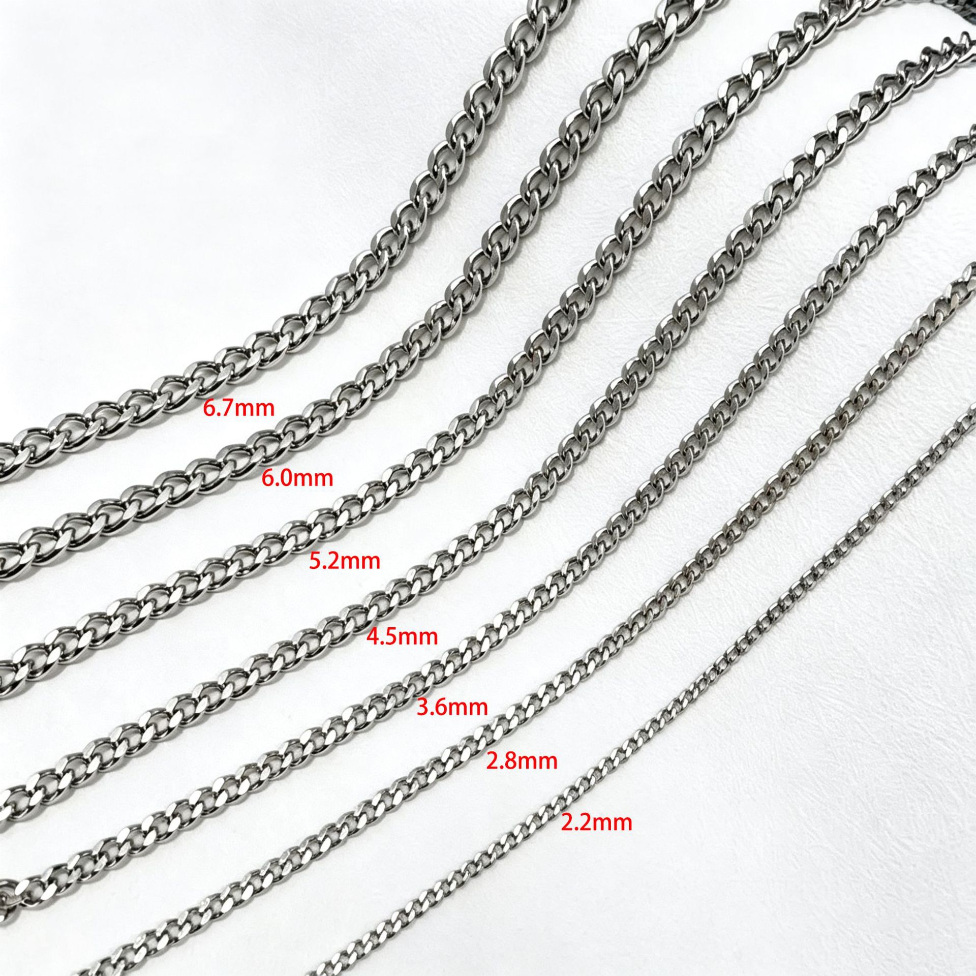 Stainless steel Cuban chain semi-finished products, color-preserving titanium steel diy necklace and bracelet raw materials, jewelry accessories, roll packaging Item Picture