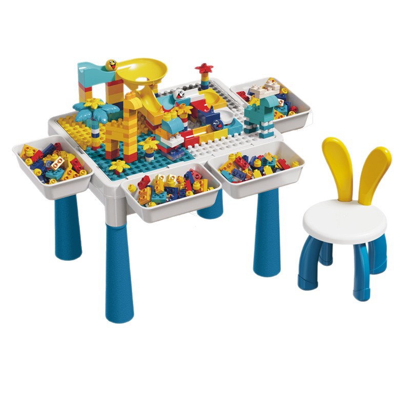 The new multi-functional building block table with large particles is compatible with Lego kindergarten assembly children's early education and intelligence activity gifts Item Picture