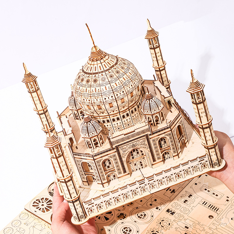 DIY wooden three-dimensional jigsaw puzzle toys, handcrafted 3d educational toys, adult and children's decorative items, assembly models, Taj Mahal Application Scenario
