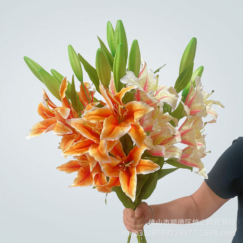 百合粉色单支假花仿真绢花婚庆客厅家居室内装饰品摆件高仿真批发详情图4