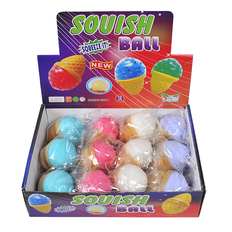 跨境专供慢回弹发泄面粉冰淇淋tpr彩色面粉球捏捏乐挤压冰淇淋白底实物图