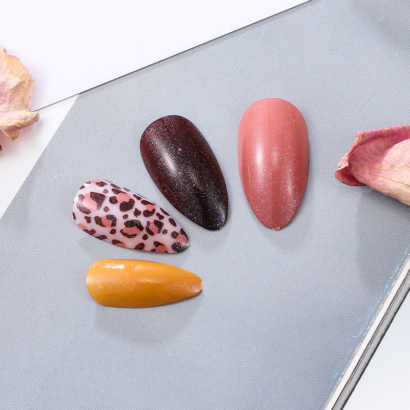 New leopard print teardrop nail, 24-piece nail patch, wearable nail, French pointed nail patch, finished false nail, short style Application Scenario