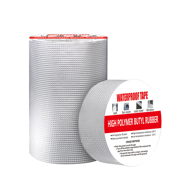 Cross-border butyl tape waterproof membrane, self-adhesive aluminum foil sealing strip, color steel roof, kitchen pipe leak repair material 5m Item Picture