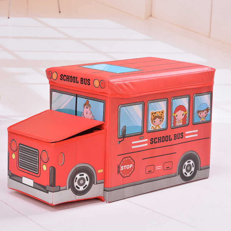 Wholesale of seated cartoon car storage boxes, multi-functional large-capacity storage boxes, folding storage stools Application Scenario