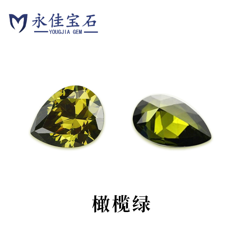 Yongjia Gemstone Colored Teardrop pear-shaped Zircon bare stone ring face accessories Diamond artificial synthetic zirconia DIY white stone Specification image