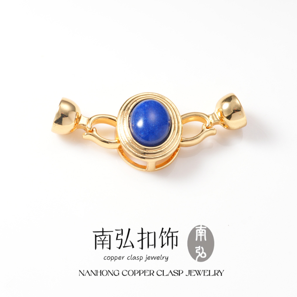 Agate-inlaid connection clasp, 18k copper gold-plated color-preserving high-end bracelet and necklace clasp DIY accessory