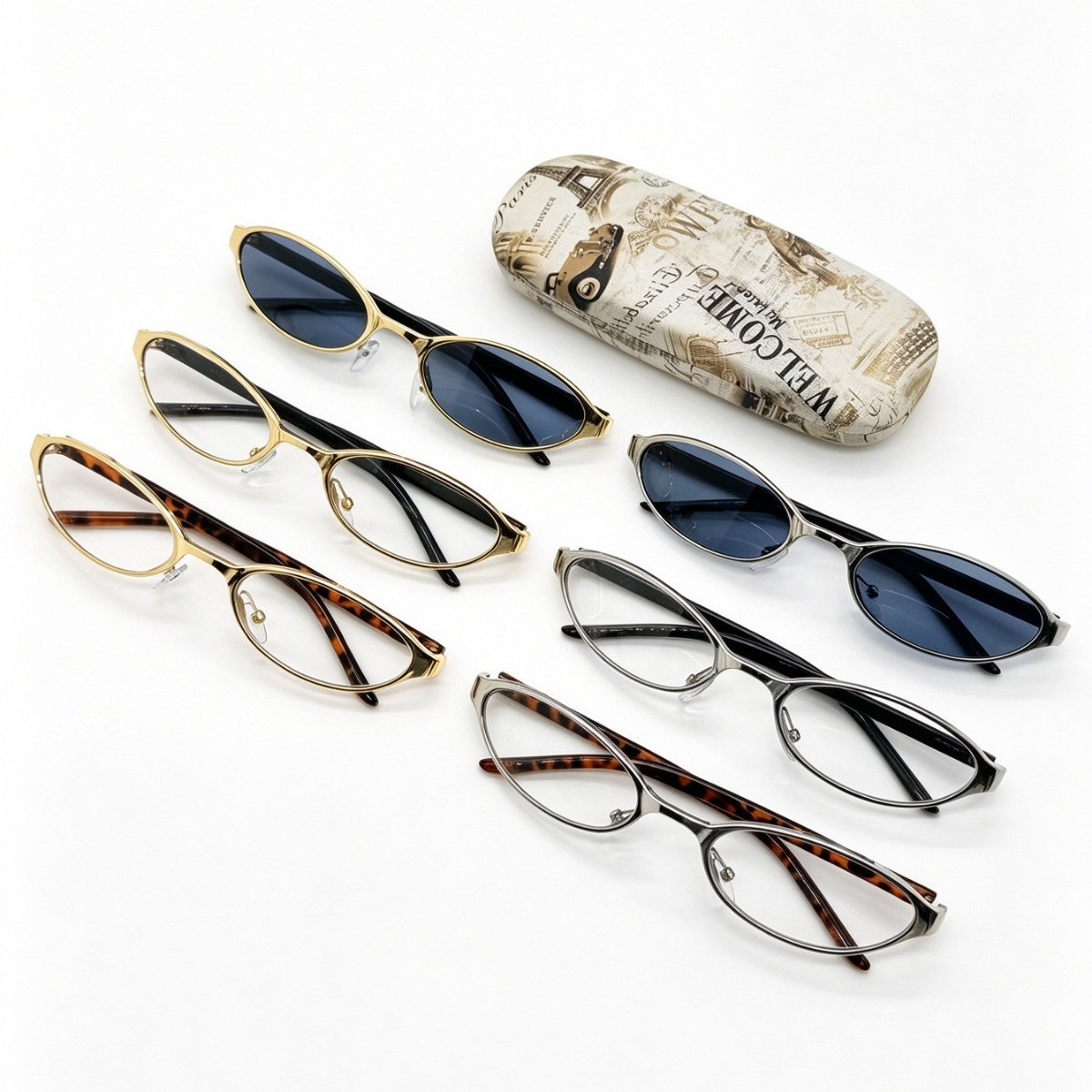 2026 New retro oval sunglasses for men and women, fashionable and trendy golden thin-framed sunglasses, UV-resistant glasses details Picture