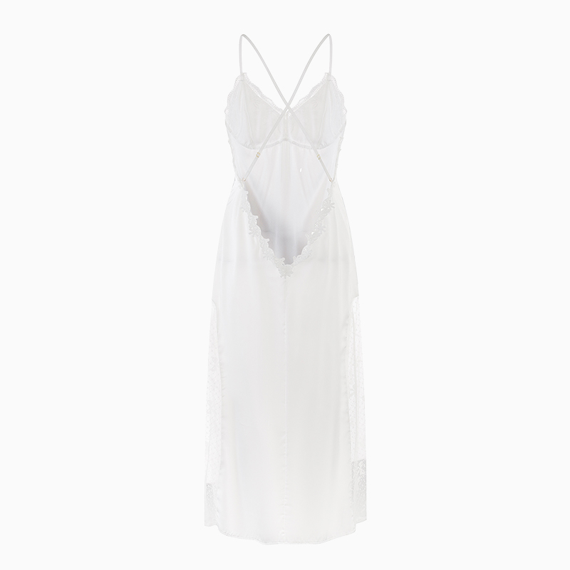 Factory wholesale bride morning dress set, satin backless halter nightgown, mesh lace nightgown, home dress 538 Specification image