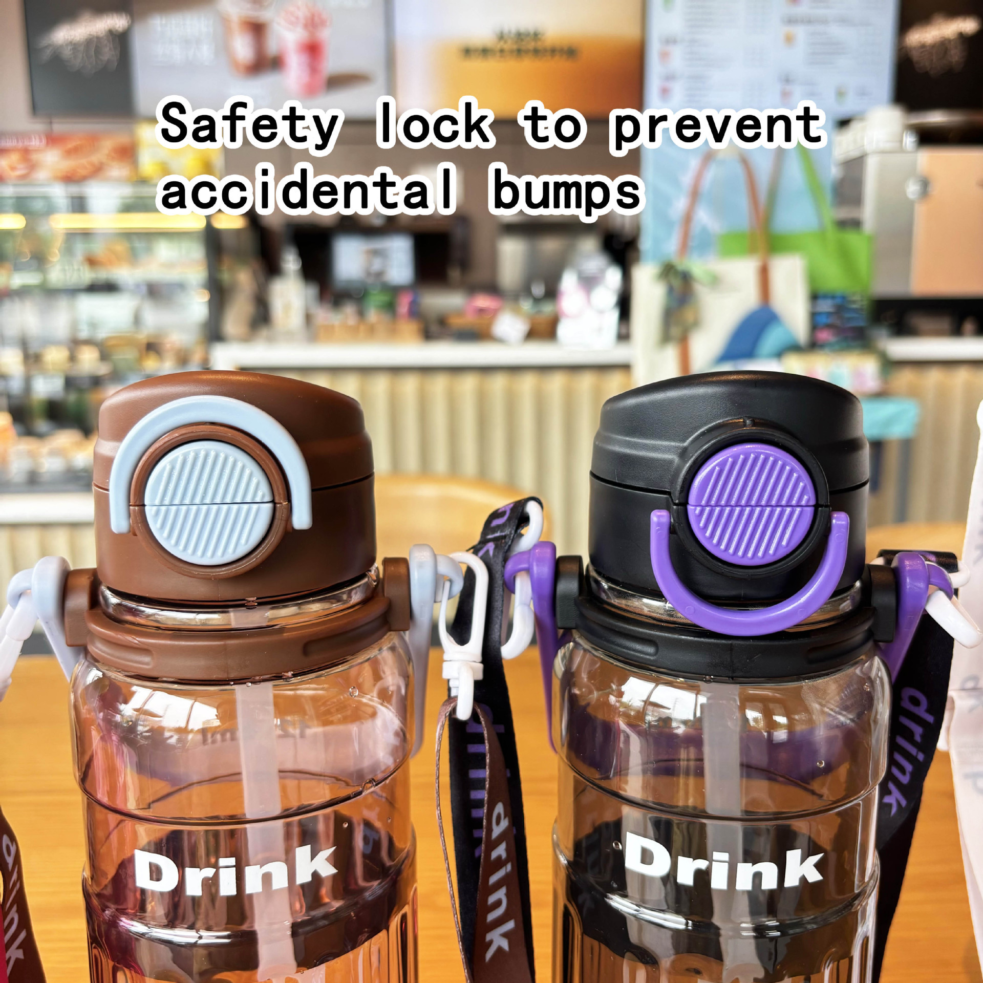 Outdoor sports and fitness 1.2L large capacity water bottle, double lid, bouncing straw cup, water bottle carrier, portable for students Specification image
