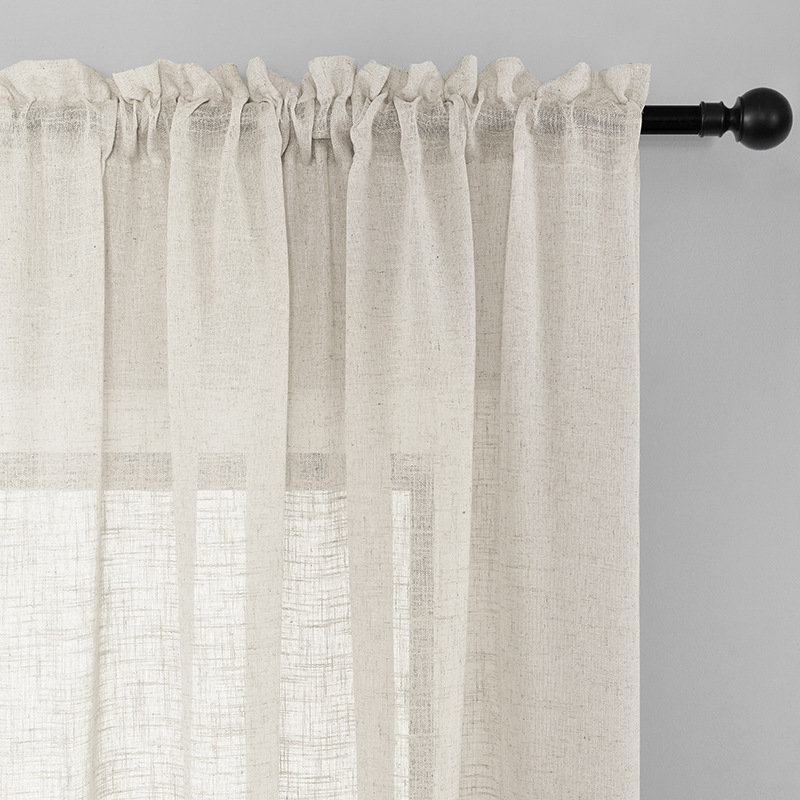 代发成品亚马逊跨境外贸纱帘亚麻纱穿杆打孔短帘curtains厂家直销