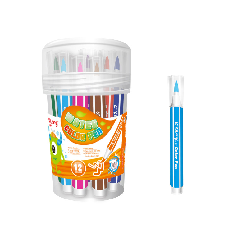 Yalong Cross-border Watercolor Pen 12/18/24/36 Color Soft Brush Tip Hexagonal Rod School Painting Art Set