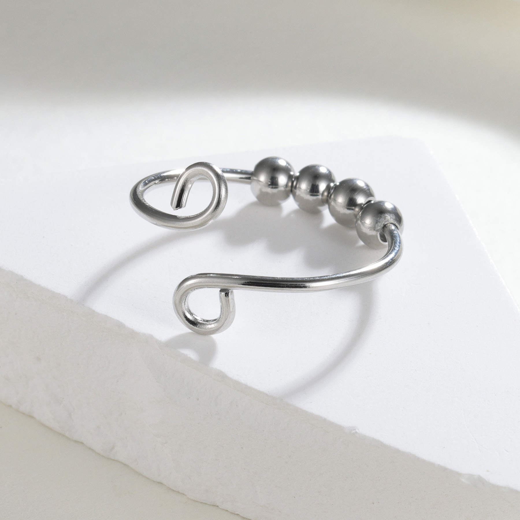 New cross-border rotating ring, universal wheel ring, anxiety ring for women and men, adjustable thin bead ring accessory