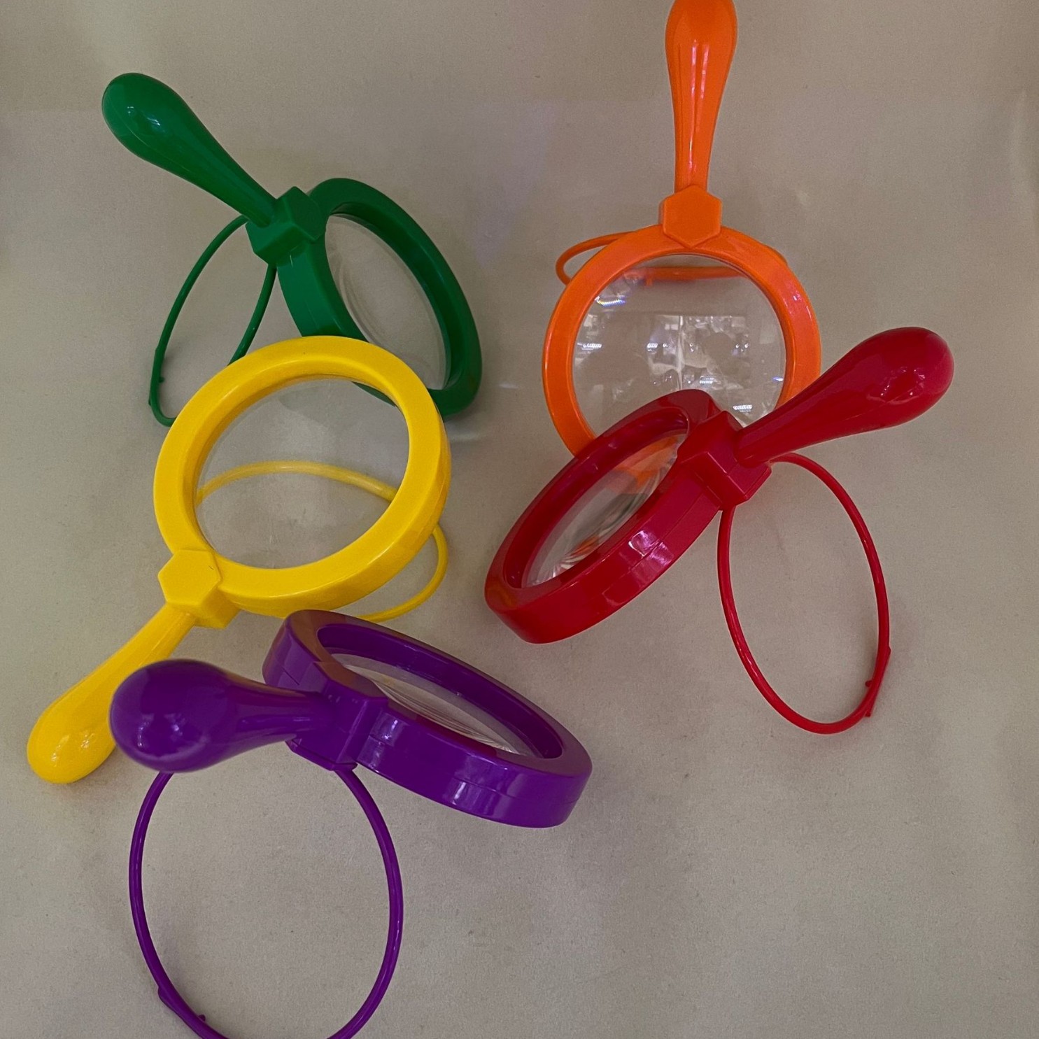 5x 90mm new children's display box set, color plastic stand magnifying glass, student educational gift details Picture