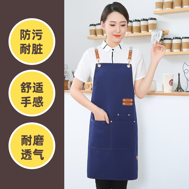 Wholesale waterproof canvas kitchen aprons, cross-strap aprons, advertising printed logos, custom aprons Item Picture