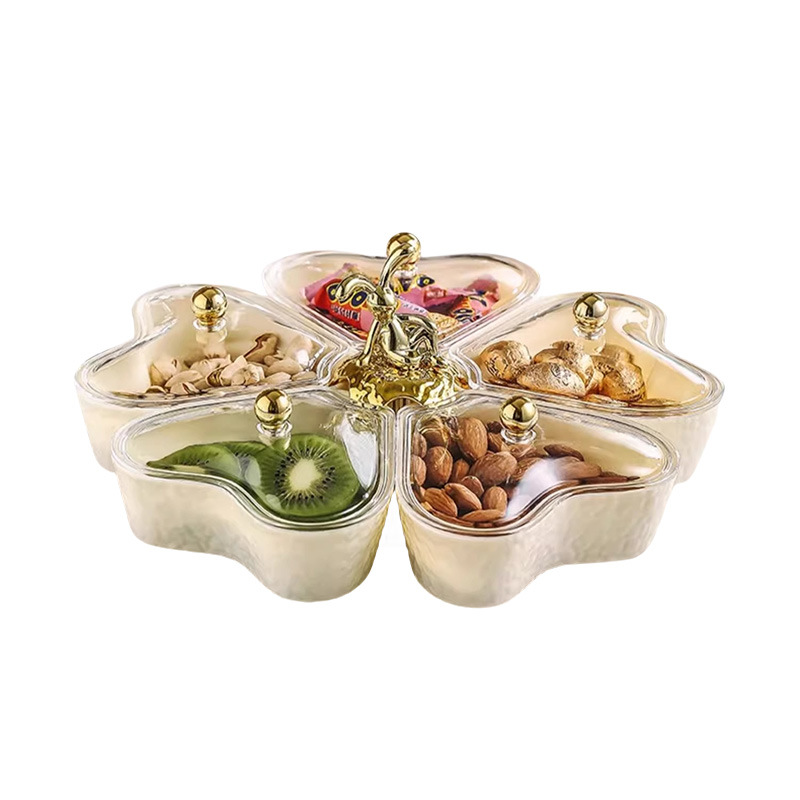 Rotatable dried fruit plate, a new type of light luxury, popular, high-appearation-level storage fruit plate for home living room coffee tables and snacks Item Picture