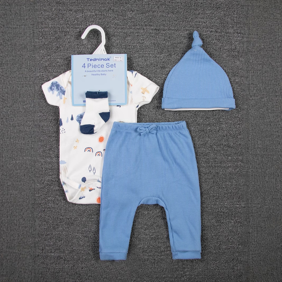 Wholesale and export of baby clothes, ins new styles of pure cotton short-sleeved, baggy clothes, long pants, hats, socks and sets for babies details Picture