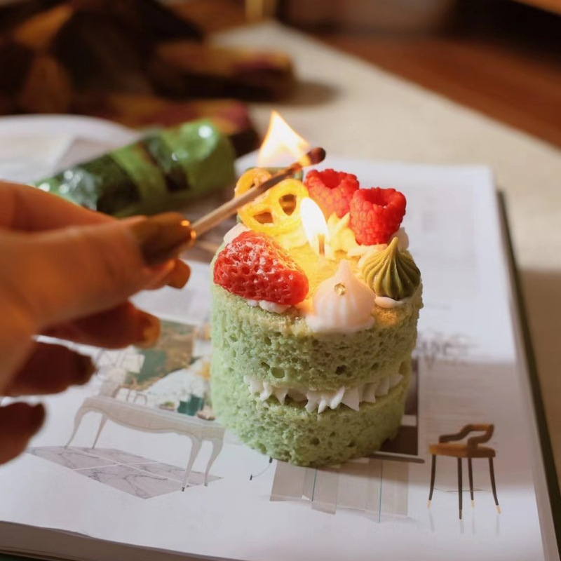 网红抹茶甜品香薰蜡烛礼物道具卧室摆件摄影外贸大豆蜡跨境批发