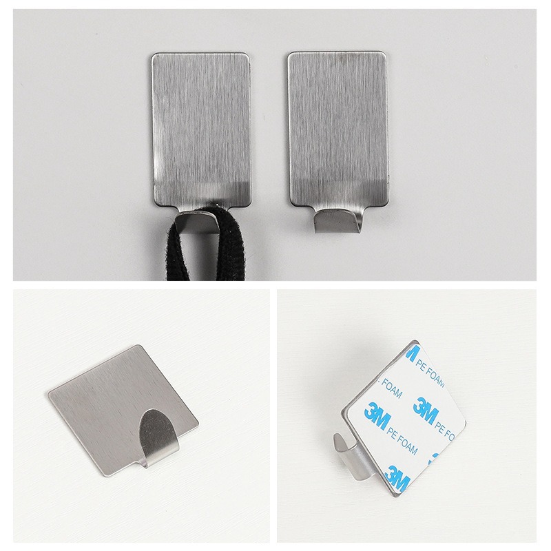 Gancho de ropa de acero inoxidable sin perforación autoadhesivo cuarto de baño cocina basalto para la pared llave trainless strong sticky hook Specification image