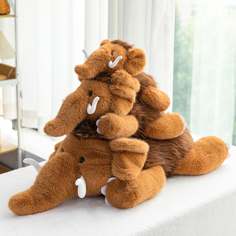Wholesale cartoon mammoth plush toy figurines, mammoth dolls, children's birthday gifts, children's sleeping pillows details Picture