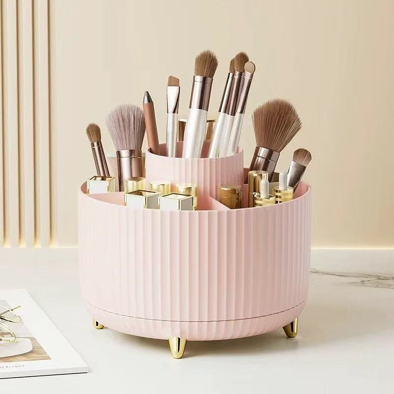 Desktop rotating makeup brush storage holder, cosmetics shelf, desktop dressing table, eyeshadow brush, lipstick box, pen holder Specification image