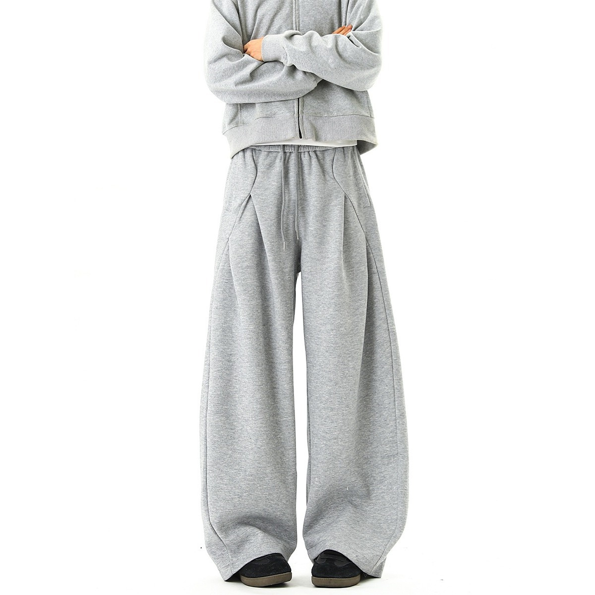 Chao Lun Bu Japanese wide-leg curved knife casual pants Men's autumn fleece large size trendy men's casual pants