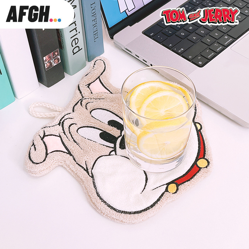 AFGH正版猫和老鼠斯派克头像擦手巾刺绣双面吸水厨房浴室擦手毛巾细节图