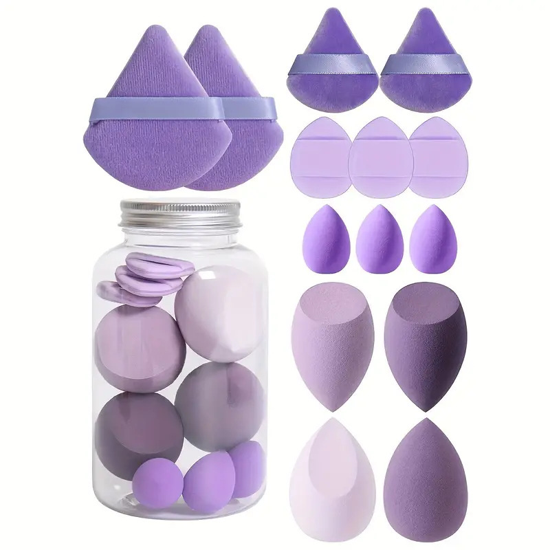 Youpiao Flow Bottle Beauty Egg 14-piece Set Dry and Wet dual-purpose, non-powdering Makeup Egg Fine Super Soft Sponge Egg Powder Puff details Picture