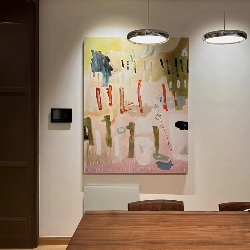 轻法式奶油风挂画适合大白墙的装饰画餐厅高级感艺术中古壁画玄关