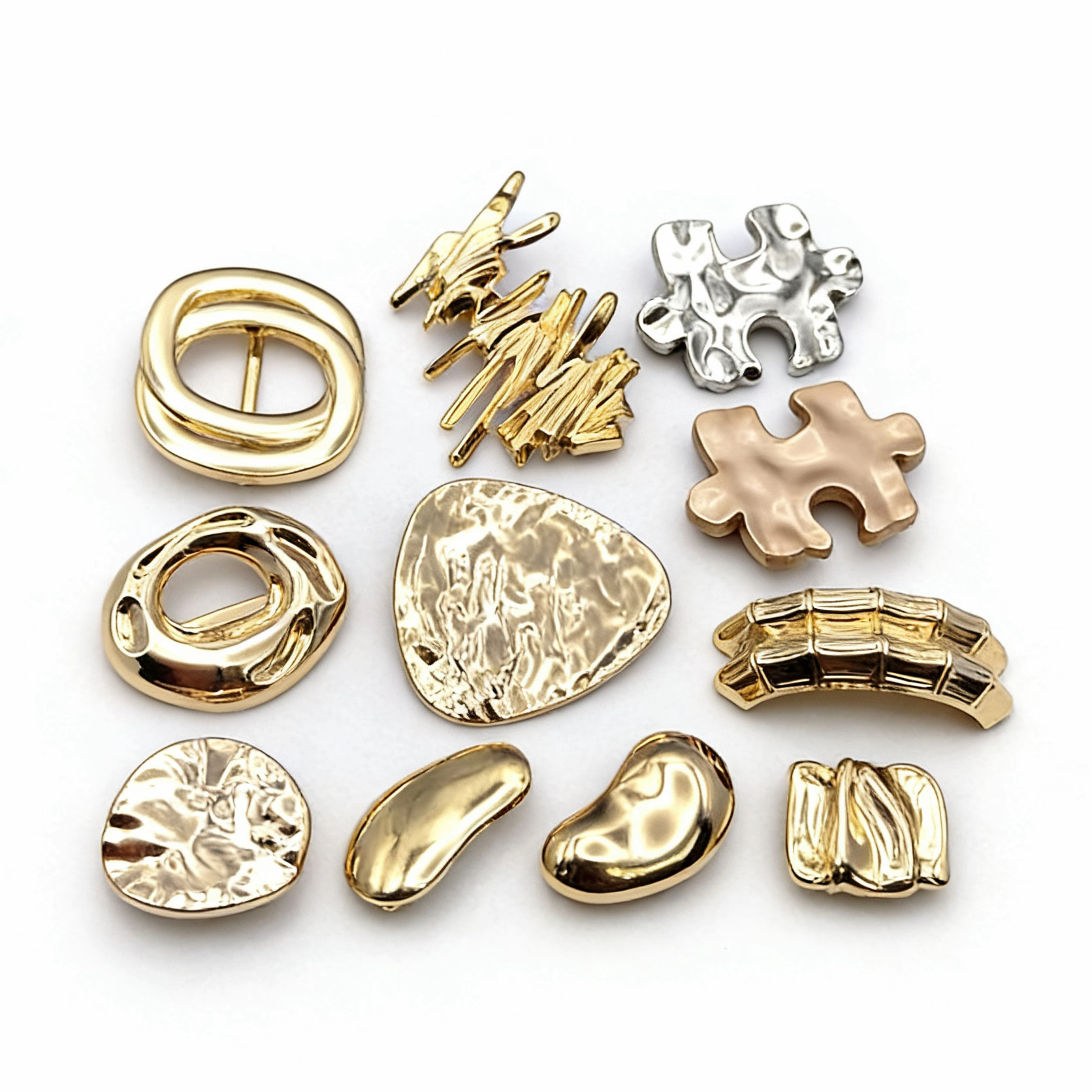 Metal texture swimsuit decorative buttons, irregular and irregular-shaped hardware accessories, underwear, bikini DIY accessories Item Picture