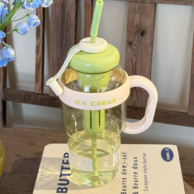 网红巨无霸吸管杯夏天大容量花茶杯高颜值便携冰霸杯随手塑料水杯产品图